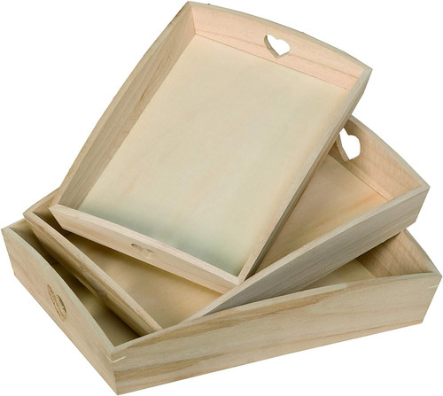 Set vassoio in legno cuore - set,