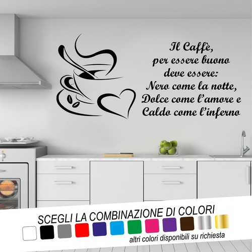 Adesivo murale frase caffe - adesivo,