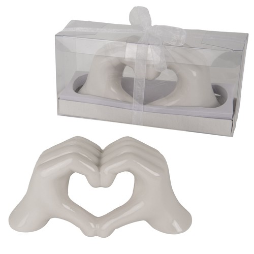 Mani cuore resina bianca
