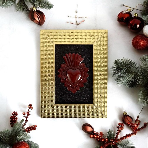 Cuore sacro nero borgogna oro