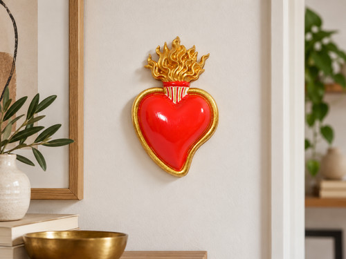 Cuore sacro rosso oro - rosso, e